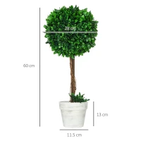 HOMCOM Set 2 Piante Finte Alberi di Bosso da Interno ed Esterno con Vaso, Ø28x60cm(m-3)