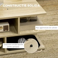 HOMCOM Mese de cafea patrata pentru camera de zi, masa de cocktail moderna cu rafturi multiple de depozitare, 70 x 70 x 36,5 cm, naturala(m-6)