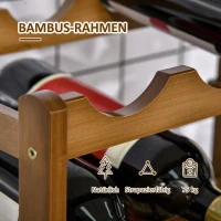 HOMCOM Regał na wino Stojący regał na butelki, na 16 butelek, 4 półki, bambus, 43 x 23,5 x 38 cm, naturalny(m-6)