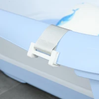 ZONEKIZ Banheira para Bebé Recém Nascido Dobrável 40L com Almofada Pés Antiderrapantes e Orifício de Drenagem 83x48x23,5 cm Azul(m-9)
