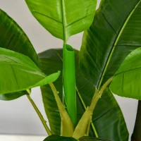 HOMCOM Bananeira Artificial 150 cm Planta Artificial com Vaso e 18 Folhas Planta Artificial para Decoração Verde(m-9)
