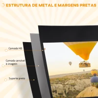 HOMCOM Tela de Projeção Manual com Suporte 100 Polegadas Portátil Formato 16:9 com Altura Ajustável 235,8x8x136 cm Branco e Preto(m-5)