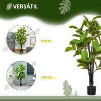 HOMCOM Planta Artificial Ficus 130 cm com 78 Folhas e Vaso de Planta Artificial Decorativa para Interior e Exterior Verde(m-5)