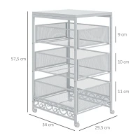 HOMCOM Carrinho Auxiliar com Rodas Carrinho de Armazenamento com 3 Gavetas de Armazenamento 34x29,5x57,5 cm Branco(m-3)