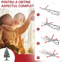 HOMCOM 90 cm Brad de Craciun artificial cu ramuri cu 90 de becuri cu LED din fibra optica(m-5)