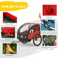 HOMCOM Reboque de Bicicleta para Crianças acima de 18 Meses Reboque de Bicicleta com 2 Lugares com Cinto de Segurança Espaço de Armazenamento e Sistema de Amortecimento 140x88x90 cm Vermelho(m-7)