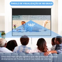 HOMCOM Tela de Projeção Manual 100 Polegadas Tela de Projeção Portátil Formato 16:9 com Altura Ajustável 236,8x8x158 cm Branco(m-5)