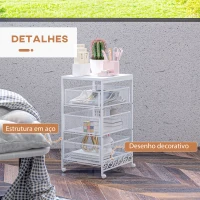 HOMCOM Carrinho Auxiliar com Rodas Carrinho de Armazenamento com 3 Gavetas de Armazenamento 34x29,5x57,5 cm Branco(m-6)
