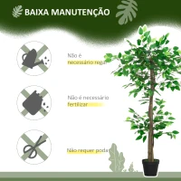 Outsunny Árvore de Chá Artificial 120 cm Planta Artificial com 546 Folhas Musgo e Vaso para Exterior Casa Sala de Estar Escritório Verde(m-6)