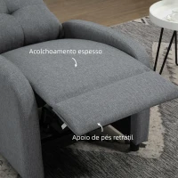 HOMCOM Poltrona Relax Reclinável até 155° Poltrona Reclinável Manual Estofado para Pessoas com Altura Inferior 195 cm 67x87x98 cm Cinza(m-6)