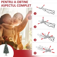 HOMCOM Brad de Craciun artificial de 120 cm cu 130 de ramuri, lumina LED cu fibra optica(m-5)
