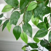 Outsunny Árvore de Chá Artificial 120 cm Planta Artificial com 546 Folhas Musgo e Vaso para Exterior Casa Sala de Estar Escritório Verde(m-7)