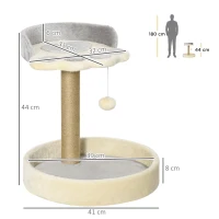 PawHut Tiragraffi per Gatti con Lettini, Corda in Juta e Peluche, 41x41x44 cm, Grigio e Beige(m-3)