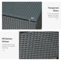 Outsunny Ousunny Masa de Cafea cu Sticla Securizata, Negru(m-5)