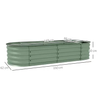 Outsunny Paturi inaltate Galvanizate pentru Gradina, Cutie inaltata din Metal cu Margine de Siguranta(m-3)