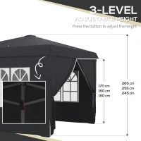 Outsunny Cort cu Copertina Pliabila de 3x3 m, Adapost pentru Soare Reglabil in inaltime, Geanta de Transport si Saci de Greutate(m-5)