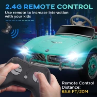 HOMCOM Mașinuță Electrică pentru Copii cu Baterii, Telecomandă, 3 Viteze, Lumini, Claxon și MP3, 115x55x47 cm, Verde(m-6)