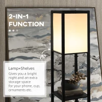 HOMCOM Modern Shelf Floor Lamp with Dual Ambient Light, Standing Lamp Living Room, Bedroom, 156cm, Black(m-5)