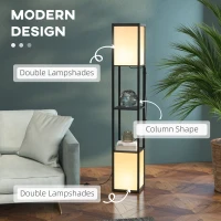 HOMCOM Modern Shelf Floor Lamp with Dual Ambient Light, Standing Lamp Living Room, Bedroom, 156cm, Black(m-4)