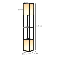 HOMCOM Modern Shelf Floor Lamp with Dual Ambient Light, Standing Lamp Living Room, Bedroom, 156cm, Black(m-3)