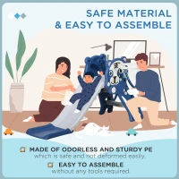 AIYAPLAY 3 in 1 Baby Slide for Indoor Use with Climber, Basketball Hoop, Basketball, for Ages 18-36 Months - Blue(m-7)