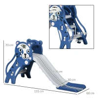 AIYAPLAY Tobogan din Plastic de Interior 2 în 1 pentru Copii cu Coș de Baschet, 70x133x60 cm, Albastru(m-3)