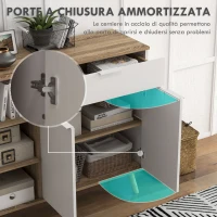 HOMCOM Mobile Multiuso Salvaspazio con 3 Ripiani Aperti, Armadietto e Cassetto, in Truciolato, 95x35x85 cm(m-7)