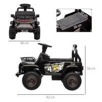 HOMCOM Elektrische kinderauto, terreinwagen, met opbergruimte, 3 km/u, muziekaansluiting, koplampen, claxon, zwart.(m-3)