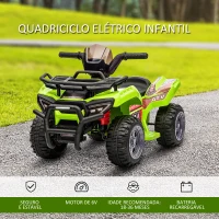 HOMCOM Quadriciclo Elétrico para Crianças Veículo Elétrico a Bateria 6V Infantil com Velocidade 2km/h 70x42x45 cm Verde(m-4)