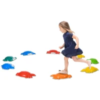 ZONEKIZ 9PCs Kids Stepping Stones with TPE Anti-Slip Edge, Crab-Designed Balance River Stones, Obstacle Courses, Stackable(m-11)