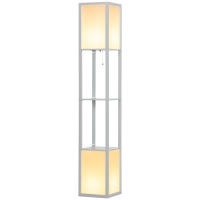 HOMCOM Modern Shelf Floor Lamp with Dual Ambient Light, Standing Lamp Living Room, Bedroom, 156cm, Grey