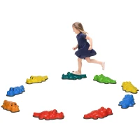 ZONEKIZ 9PCs Kids Stepping Stones, Crocodile-Designed Sensory Toys, with Anti-Slip Edge Balance River Stones(m-11)