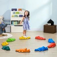 ZONEKIZ 9PCs Kids Stepping Stones, Crocodile-Designed Sensory Toys, with Anti-Slip Edge Balance River Stones(m-2)