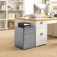 Vinsetto Lockable Cabinet, Rolling Filing Cabinet with 3 Drawers, Steel Office Drawer Unit for A4, Letter, Legal Sized Files(m-10)