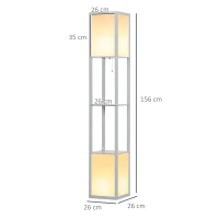 HOMCOM Modern Shelf Floor Lamp with Dual Ambient Light, Standing Lamp Living Room, Bedroom, 156cm, Grey(m-3)