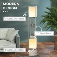 HOMCOM Modern Shelf Floor Lamp with Dual Ambient Light, Standing Lamp Living Room, Bedroom, 156cm, Grey(m-4)