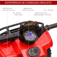 HOMCOM Quadriciclo Elétrico para Crianças Veículo Elétrico a Bateria 6V Infantil com  Velocidade 2km/h 70x42x45 cm Vermelho(m-7)