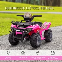 HOMCOM Quadriciclo Elétrico para Crianças Veículo Elétrico a Bateria 6V Infantil com  Velocidade 2km/h 70x42x45 cm Rosa(m-4)
