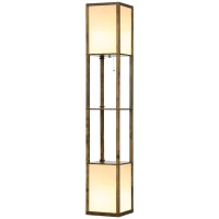 HOMCOM Modern Shelf Floor Lamp with Dual Ambient Light, Standing Lamp Living Room, Bedroom, 156cm, Brown(m-11)