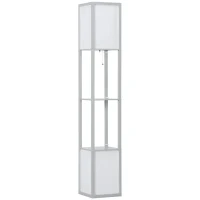 HOMCOM Modern Shelf Floor Lamp with Dual Ambient Light, Standing Lamp Living Room, Bedroom, 156cm, Grey(m-9)