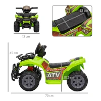 HOMCOM Quadriciclo Elétrico para Crianças Veículo Elétrico a Bateria 6V Infantil com Velocidade 2km/h 70x42x45 cm Verde(m-3)