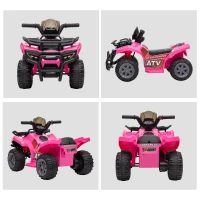 HOMCOM Quadriciclo Elétrico para Crianças Veículo Elétrico a Bateria 6V Infantil com  Velocidade 2km/h 70x42x45 cm Rosa(m-8)