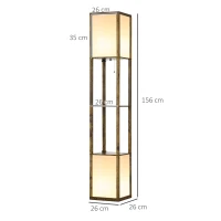 HOMCOM Modern Shelf Floor Lamp with Dual Ambient Light, Standing Lamp Living Room, Bedroom, 156cm, Brown(m-3)