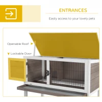 PawHut Wooden Guinea Pig Hutch, Small Animal Cage with Slide-out Tray, Openable Asphalt Roof, 84 x 43 x 70cm, Brown(m-5)