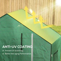 Outsunny Greenhouse Cover Replacement Walk-in PE Hot House Cover with Roll-up Door and Windows, 140 x 73 x 190cm, Green(m-5)