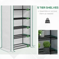 Outsunny 5 Tier Widened Mini Greenhouse with Reinforced PE Cover, Portable Indoor Outdoor Green House with Roll-up Door and Wire Shelves, 193H x 90W x 49Dcm, White(m-5)