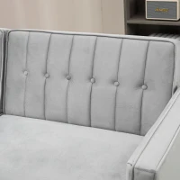 HOMCOM Modern Convertible Sofa Futon Velvet-Touch Tufted Couch Compact Loveseat with Adjustable Split Back, Light Grey(m-9)