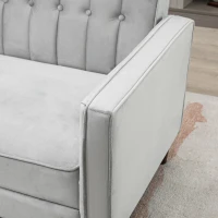 HOMCOM Modern Convertible Sofa Futon Velvet-Touch Tufted Couch Compact Loveseat with Adjustable Split Back, Light Grey(m-7)
