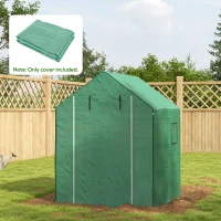 Outsunny Greenhouse Cover Replacement Walk-in PE Hot House Cover with Roll-up Door and Windows, 140 x 143 x 190cm, Green(m-10)