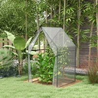 Outsunny Mini Greenhouse, Garden Tomato Growhouse with 2 Zipped Doors, Portable Indoor Outdoor Green House, 90 x 90 x 145cm, Clear(m-2)